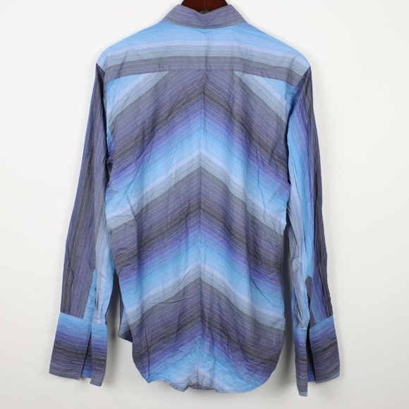 Ted Baker Mens Size 4 Ombre Striped Long Sleeve Button Shirt - Picture 3 of 5